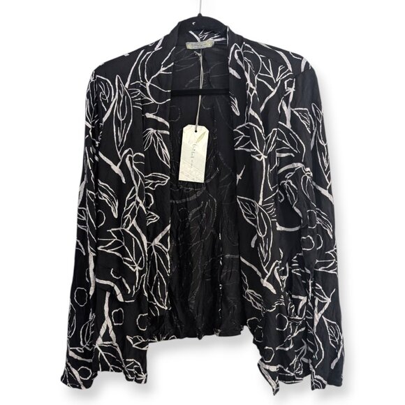 Chalet et ceci USA made botanical leaf bamboo blend 2 pc set kimono & pants S/M - Picture 7 of 14